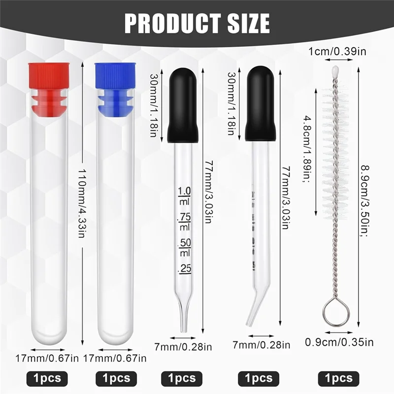 뜨거운 판매 2Pcs 1Ml 눈 Dropper, 측정이있는 유리 피펫 구부러진 & 직선 팁 Eyedropper 교정 액체 Dropper