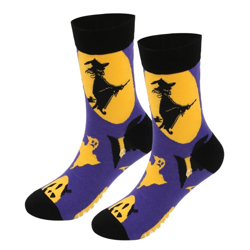 2025 New Halloween Men's Socks for Autumn and Winter Large Sized Funny Pumpkin Mid-calf Long Socks