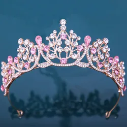 DIEZI 12 Colors Princess Queen Girls Pink Crystal Tiara For Women Party Birthday Crown Hair Dress Accessories Headwear Jewelry