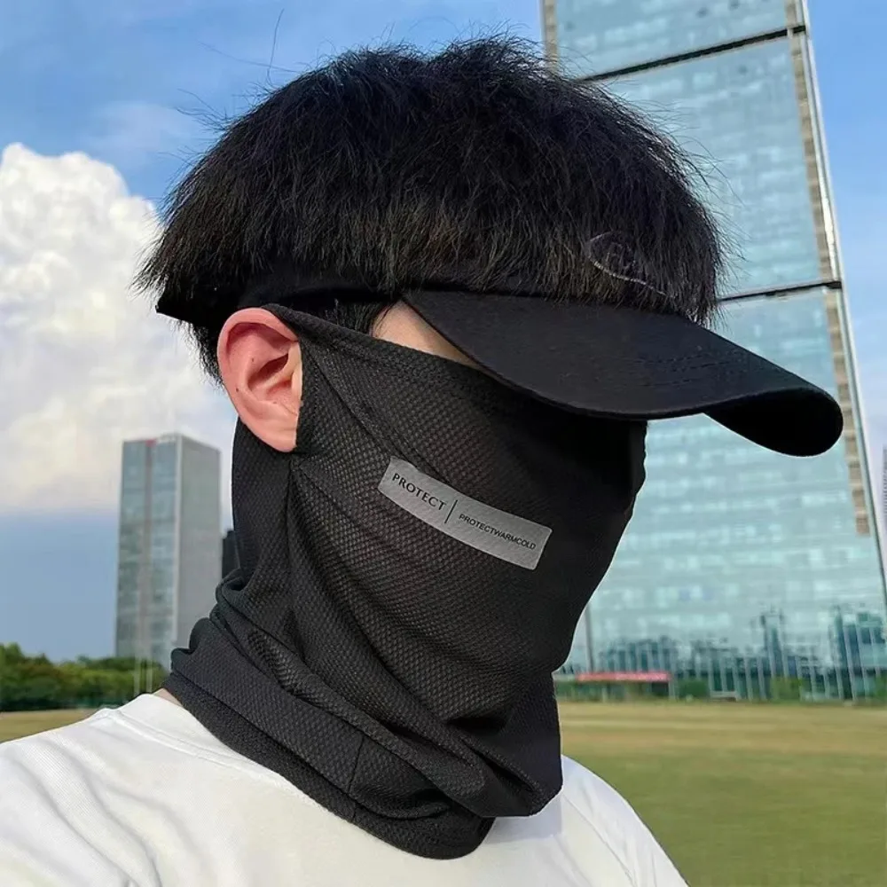 Men Ice Silk Sunscreen Face Mask Neck Cover Ear Hanging Summer Riding Breathable Outdoor Cycling Driving Windproof Face Scarf