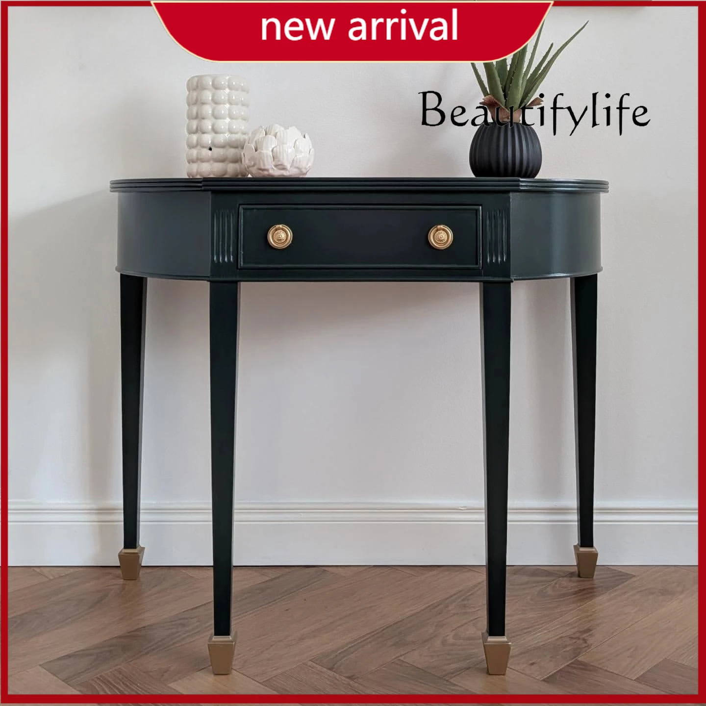 

aQ ZY French Simple Home Light Luxury Entrance Table American Solid Wood Living Room Wall Storage Cabinet