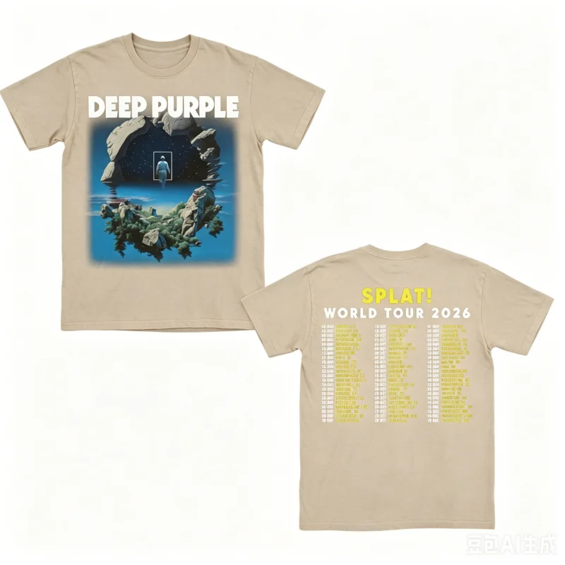 Deep Purple Band SPLAT! WORLD TOUR 2026 Bedrucktes T-Shirt aus Baumwolle, Unisex, Herren- und Damen-T-Shirt, Y2k, beliebtes, lässiges, exklusives Fan-T-Shirt – Detail 9