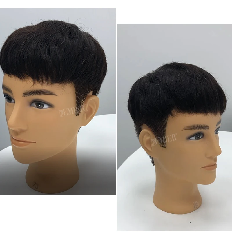 호주 Toupee 남성용 레이스 PU 베이스 가발, 남성용 모발 보형물, 통기성 가발, 인모 교체 시스템