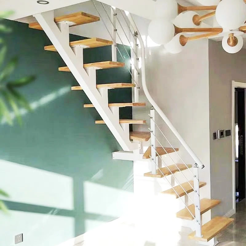 سلم متكامل من الخشب الصلب، سلم داخلي مزدوج دوار، سلم خاص منزلي، شعاع مائل، سلالم دوارة علية #2