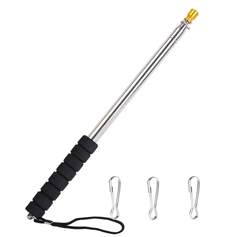 A98E-6Pcs 9.8Ft Telescopic Flag Pole,Stainless Steel Handheld Portable Extendable Retractable Flagpole With Anti-Slip Grip