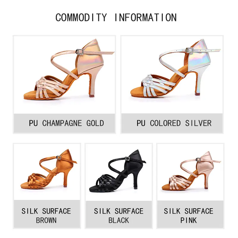 New Women Latin Dance Shoes Soft Bottom Balloon Salsa Professional Dancing Shoes fro Women Girls High Heels 5.5CM/7.5CM/8.5CM