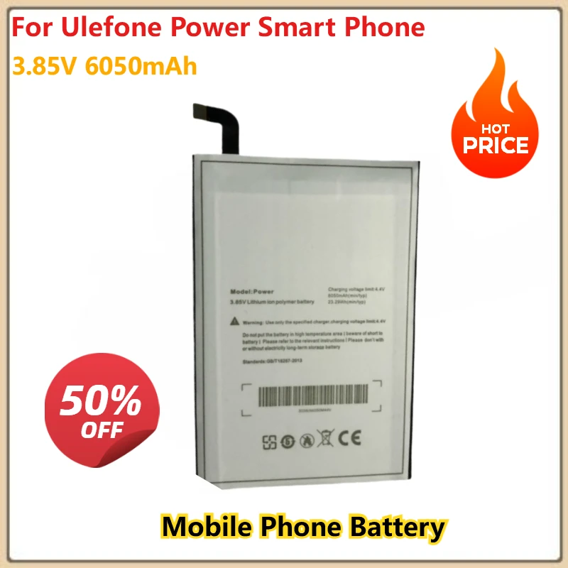 

3,85 В, 6050 мАч, аккумулятор для мобильного телефона для смартфона Ulefone Power, литий-ионные резервные аккумуляторы большой емкости большой емкости