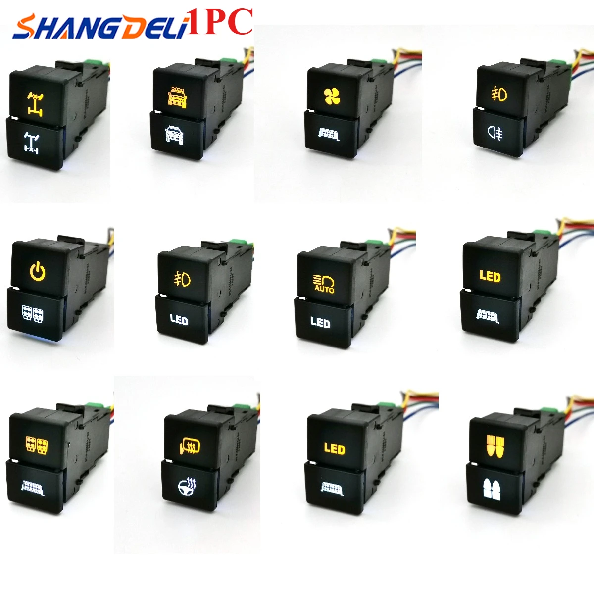 

1PC Car 5PINS Dual Key Switch Front Rear Fog Light DRL Power On Off LED Spotlights Switch Button with Wire Fit for ISUZU D-MAX