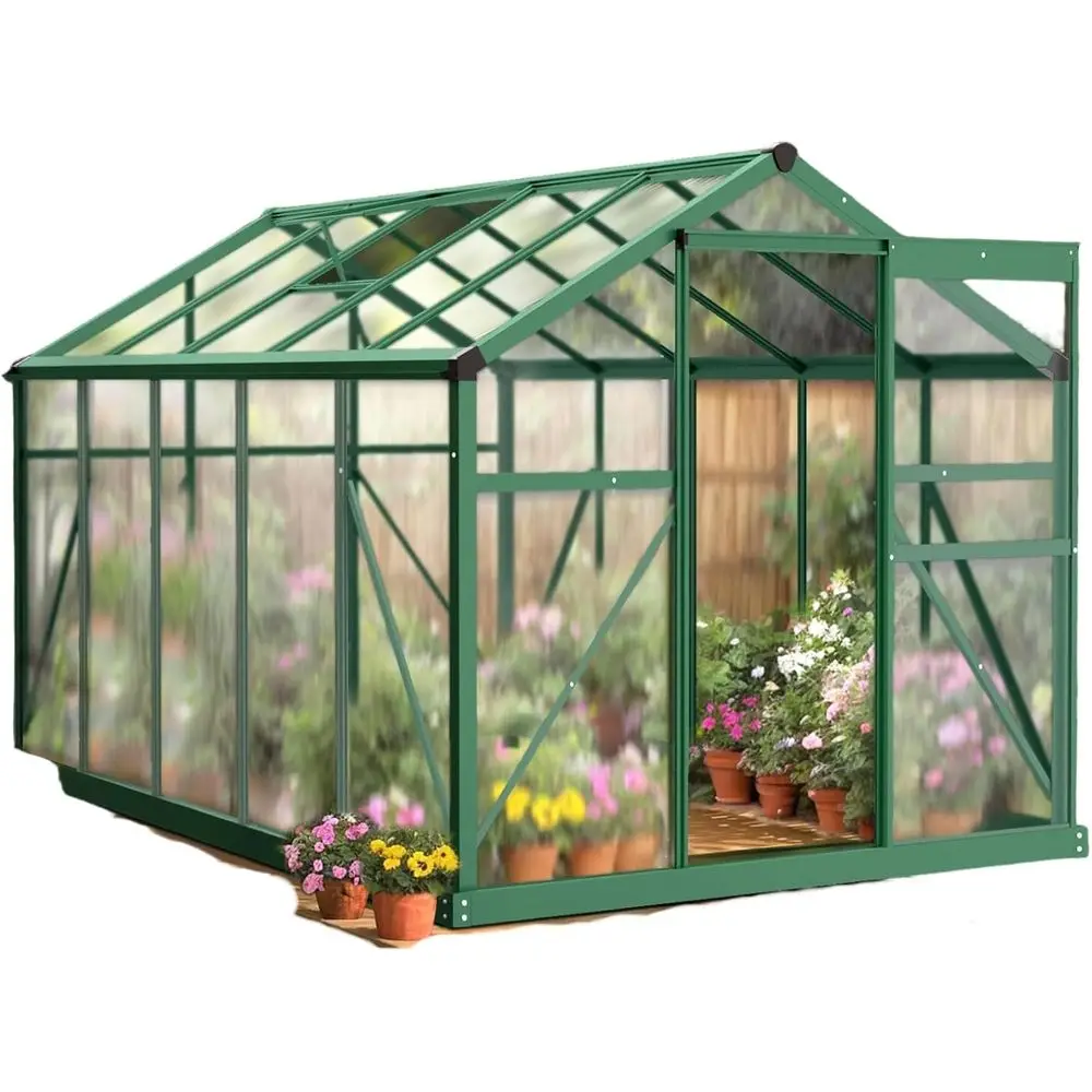 

10-футовая теплица для улицы, сверхпрочный зеленый дом из поликарбоната с вентиляционными отверстиями для зимы, алюминиевый туннель, большой ходьба Gr