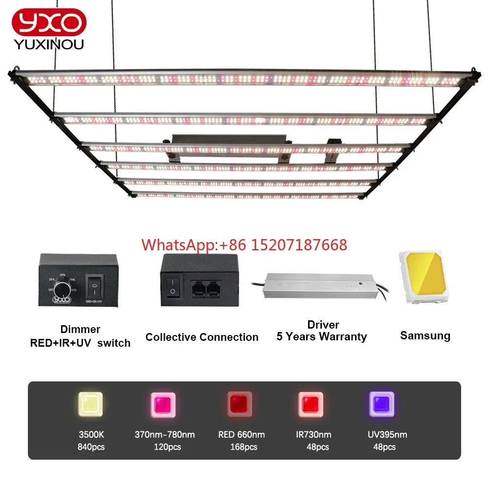 YXO 1000W 2000W Full Spectrum LED Grow light Samsung LM301H Quantum Tech LED Grow light Bar UV IR Turn On/Off For Plant Light