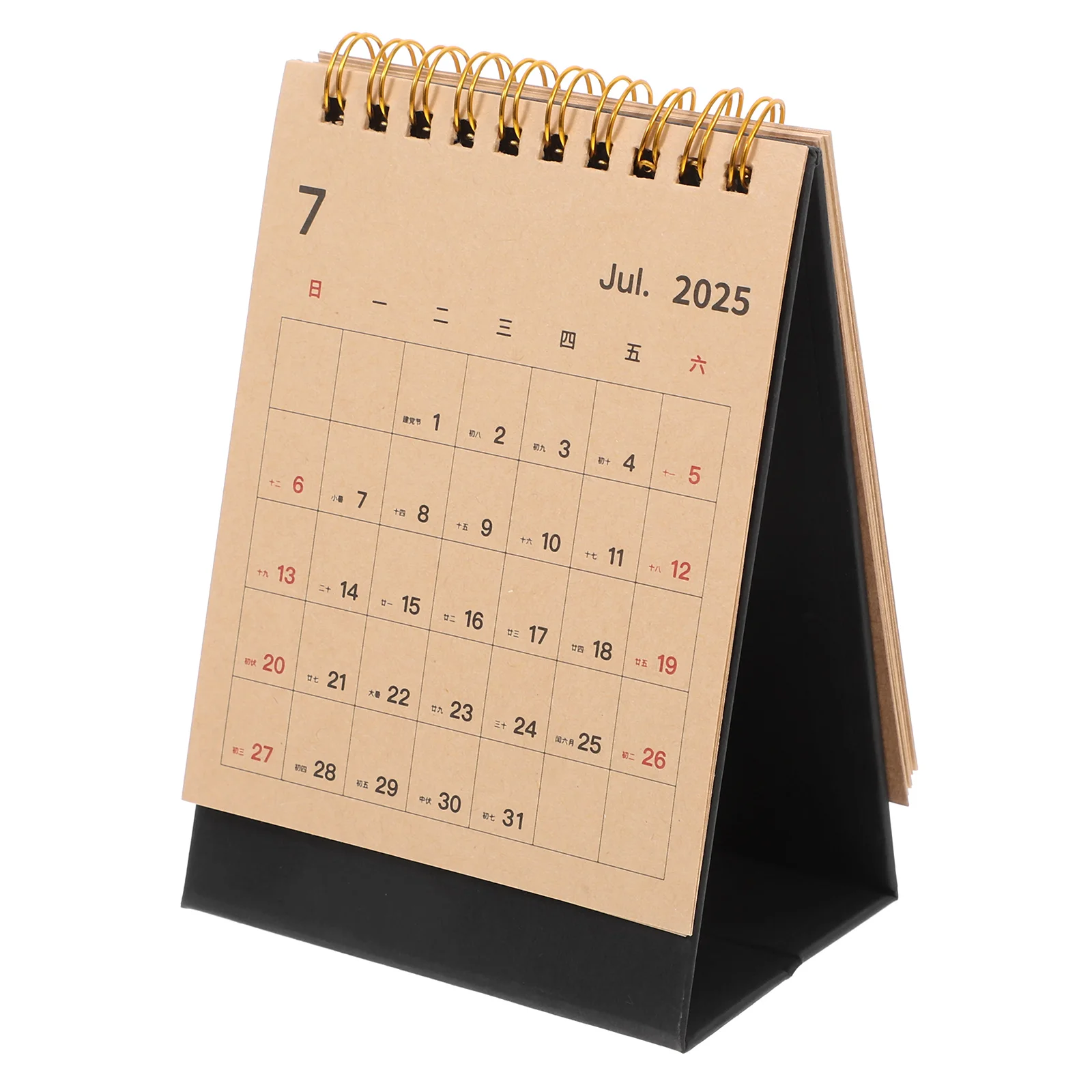 Calendário de mesa 2025 em pé Flip 2025 Calendário de mesa com design enrolado para programação mensal para escritório doméstico e sala de aula