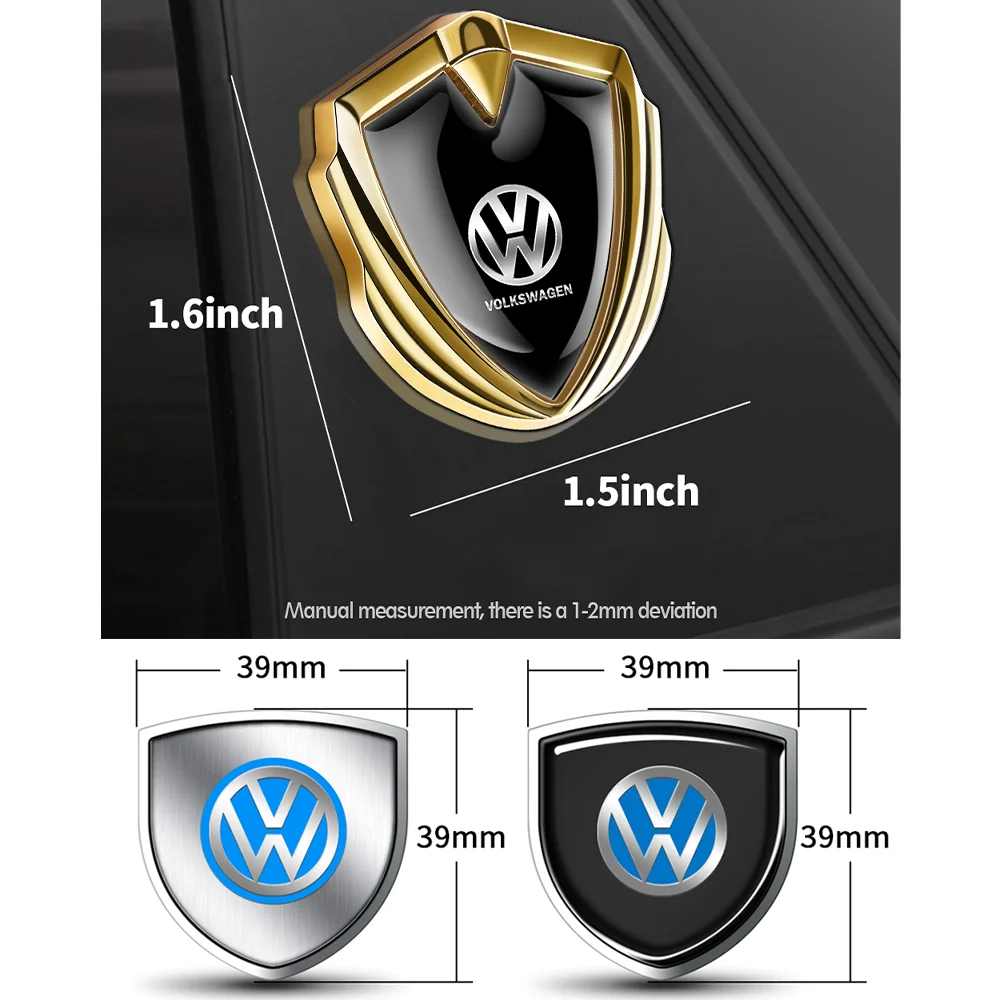 1PCS Black/Sliver/Gold 3D Metal Car Emblem Rear Trunk Side Window Body Sticker Auto Accessories For Volkswagen passat GTI Tiguan