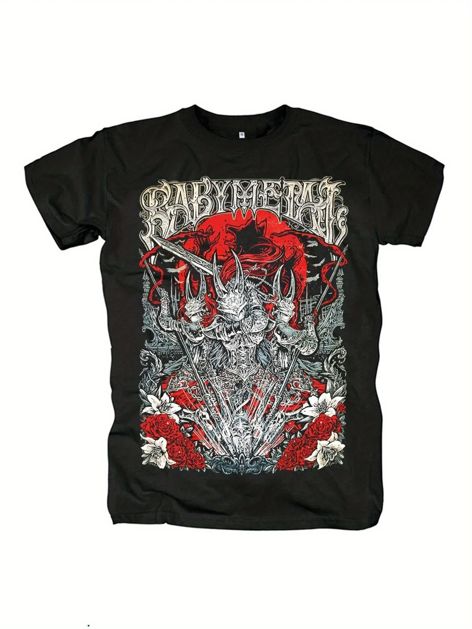 BABYMETAL Rock Band Graphic T-Shirt - Black with Red & White Print, Breathable Short Sleeve Tee for Men & Women