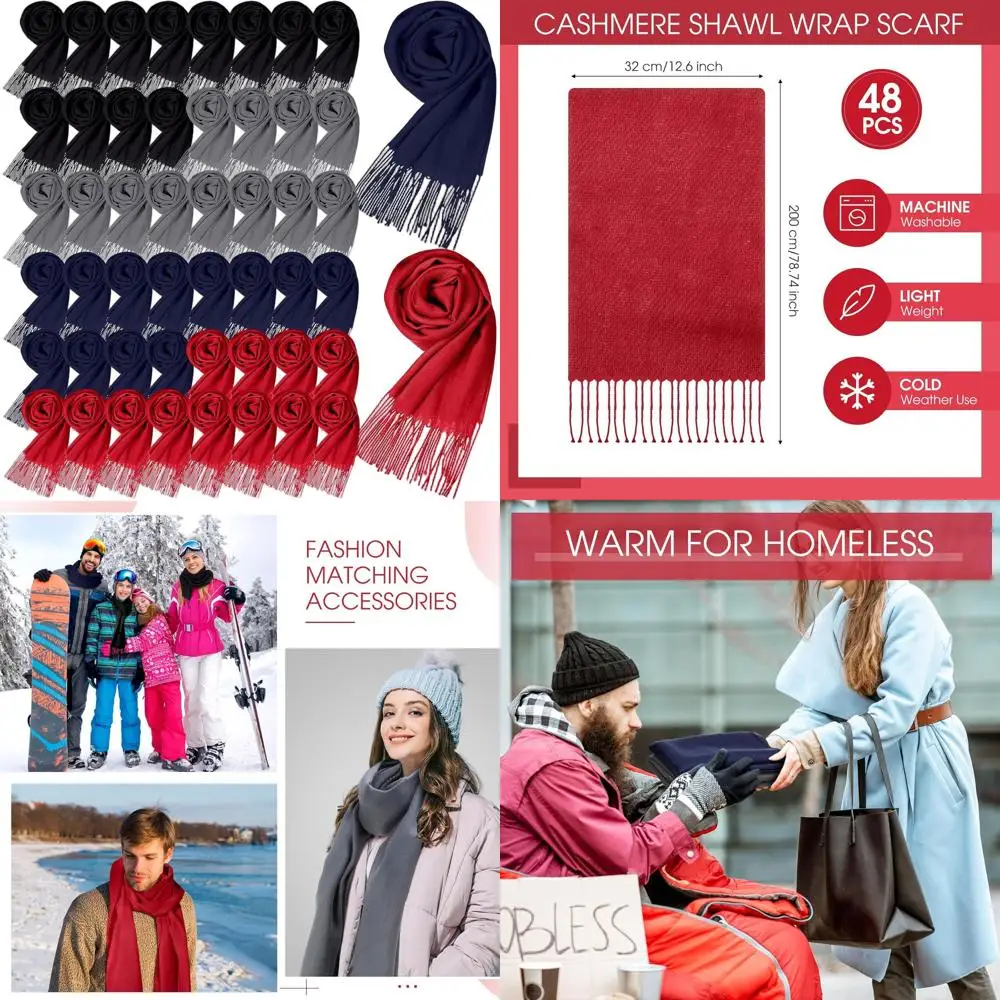 

Bulk 48 Pack Cashmere Tassel-Edged Shawls for Weddings & Party Favors, 13.8 x 78.8