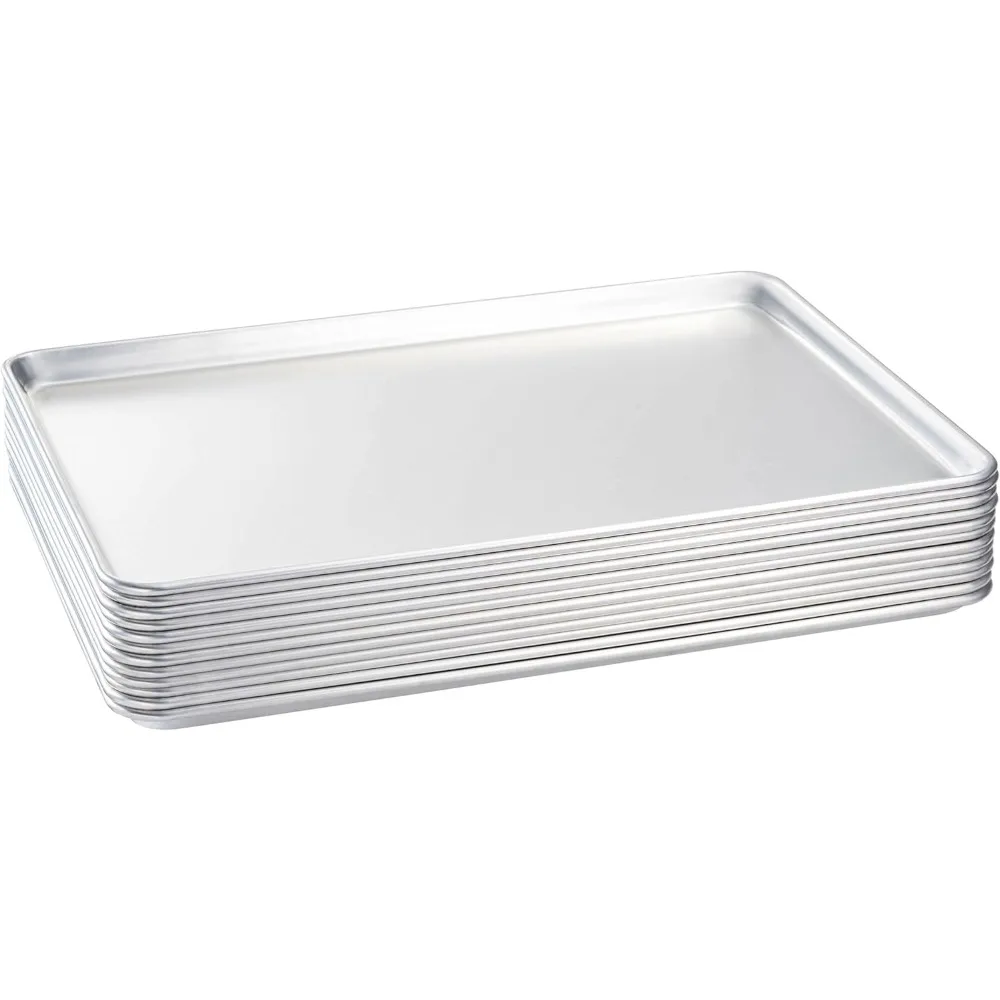 Full Size 18 x 26 inch Aluminum Sheet Pan Commercial Bakery Equipment Cake Pans 19 Gauge 12 Pack