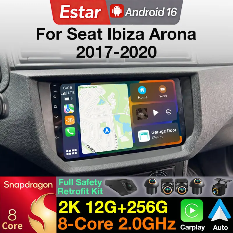 Android 16 Autoradio For Seat Ibiza Arona 2017-2020 Head Unit Wireless CarPlay Android Auto GPS Navigation Pantalla 360 Camera