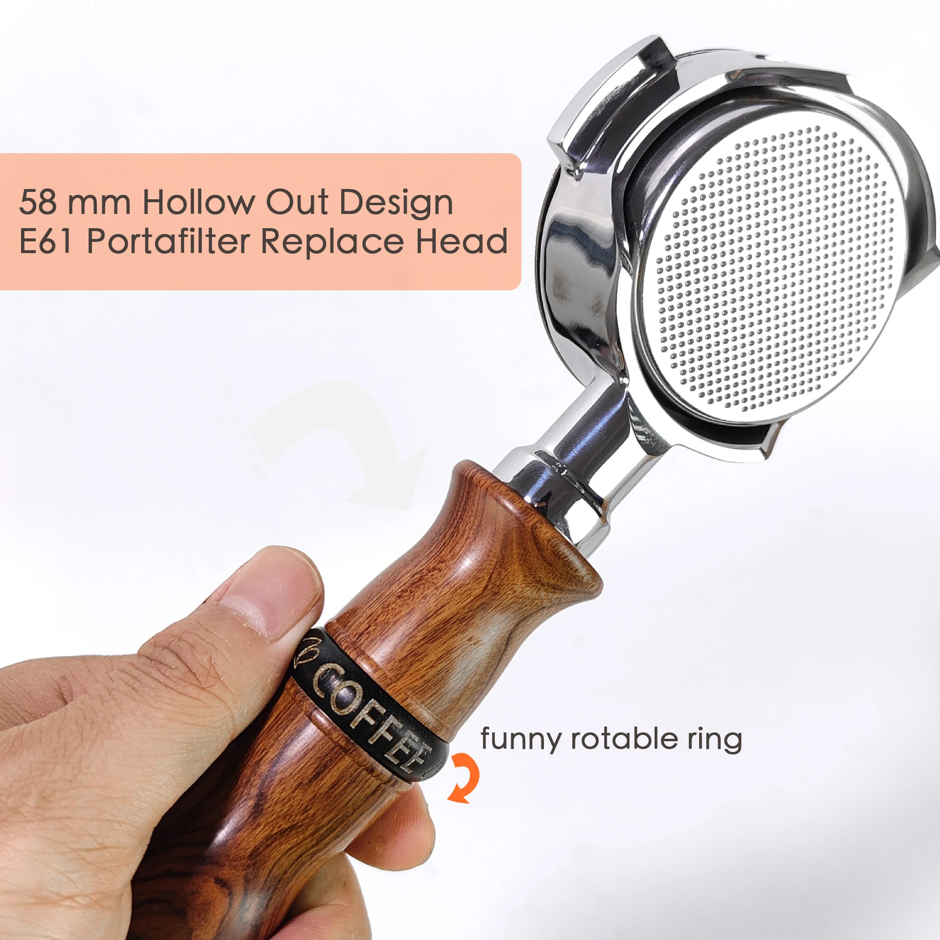 Hollow Out Design 58MM Bottomless E61 Portafilter Replace Head For EXPOBAR/ROCKET/FAEMA/ECM/ROYAL/WEGA Espresso Coffee Machine