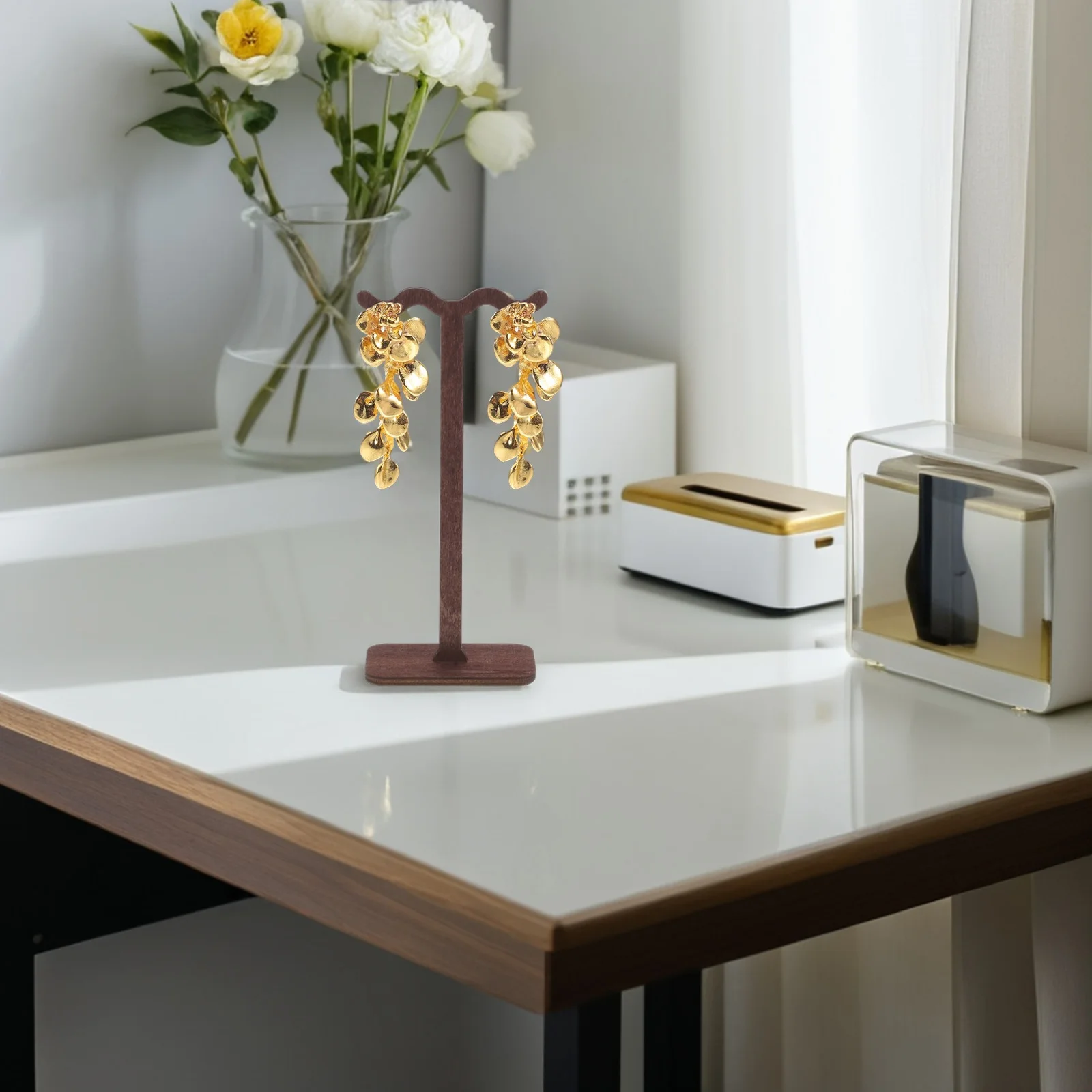 

Earring Storage Holder Vintage Style Wooden Display Stand Compact For Home Travel Jewelry Organization Craft Show Earring