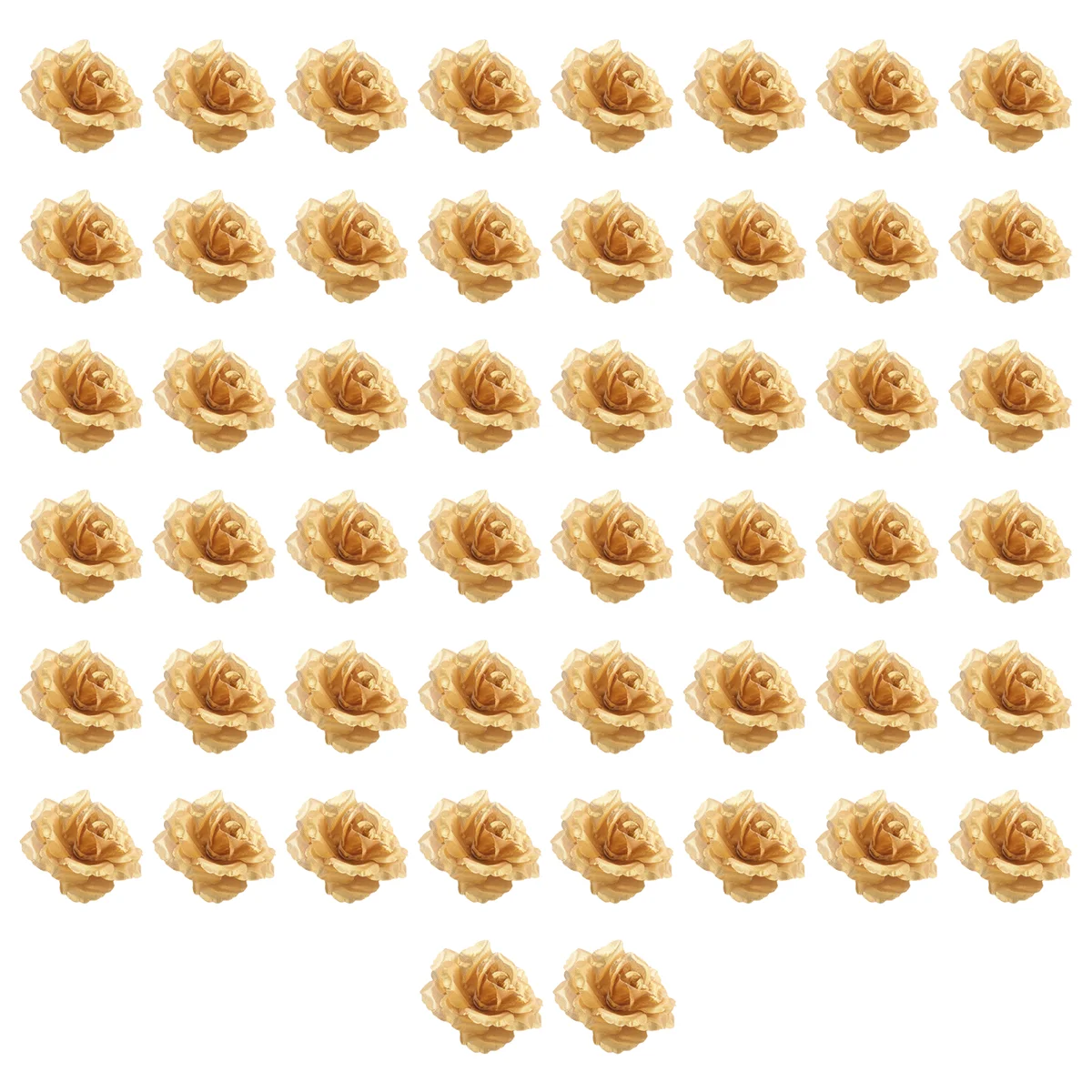 رؤوس زهرة الورد الحريرية F-3C، 50 قطعة لتزيين ألبوم ملابس القبعة، ديكور الزفاف (ذهبي)