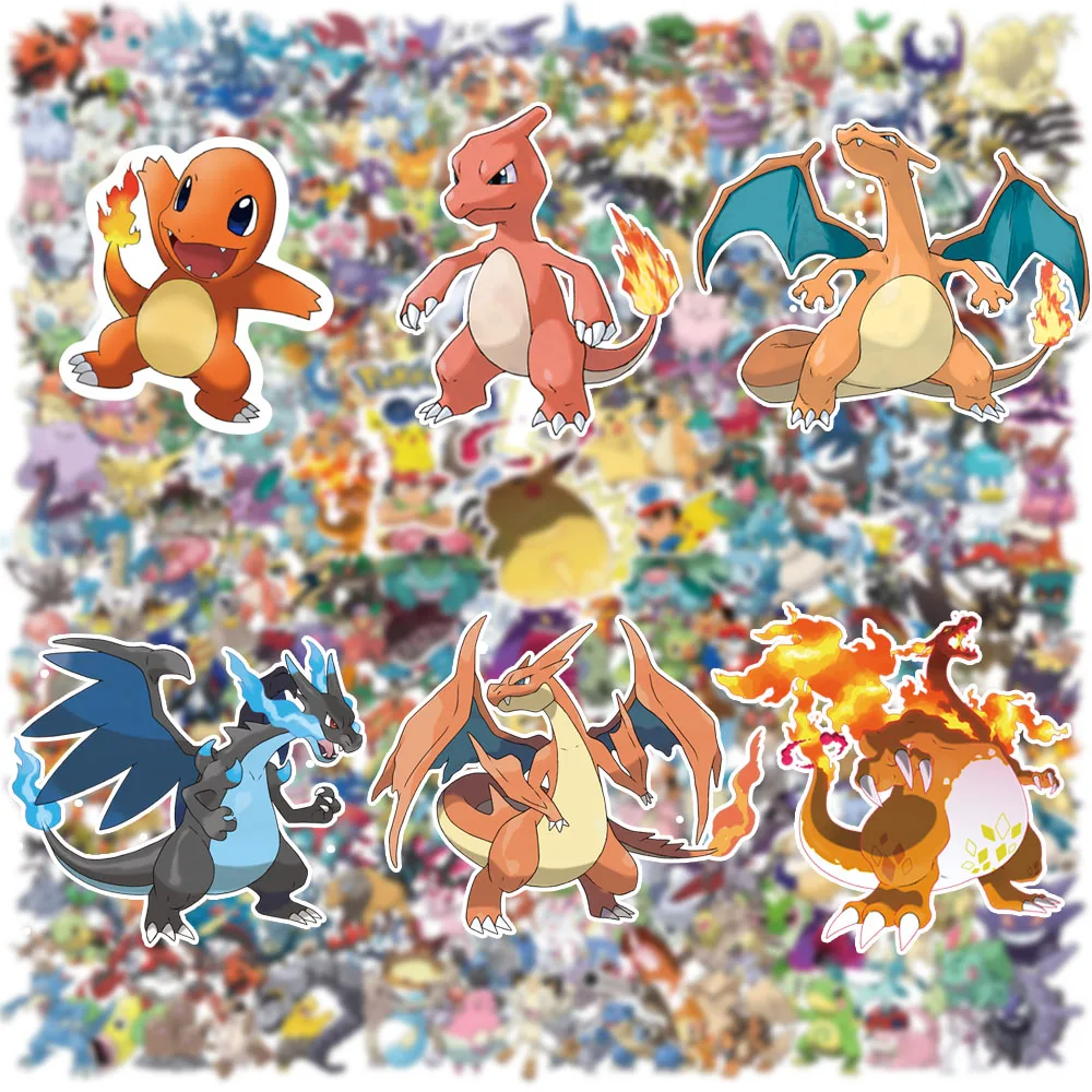 100/200/300Pcs Pokemon Kawaii Pikachu Stickers Decoration Decals Laptop Skateboard Car Luggage Phone Waterproof Sticker Toy