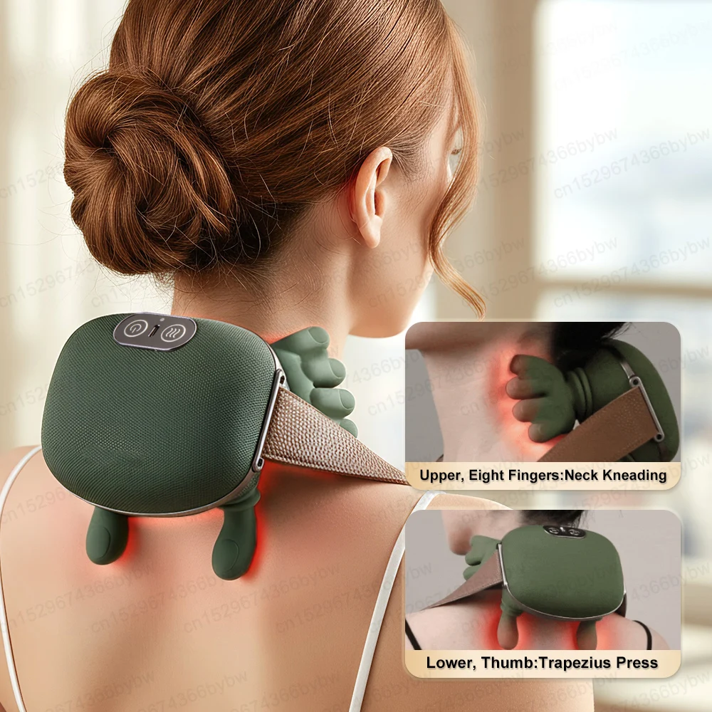 Customizable Bionic Heated Neck Massager Portable Shiatsu Neck and Back Massager 4D Kneading Deep Tissue Relaxes
