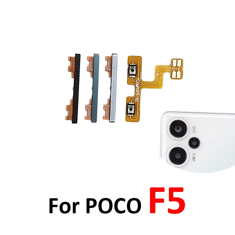 For Xiaomi Pocophone Poco F5 New Volume Button Up Down Switch Side Key Internal Flex Cable Repair Parts Black Blue Silver