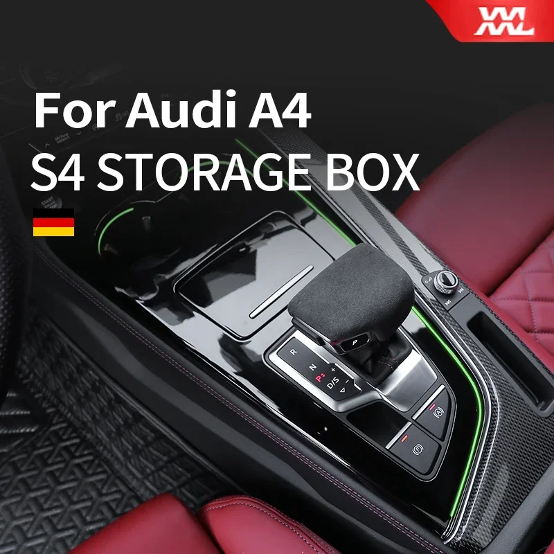 Central Control Storage Box Modified Lid Interior Decoration Supplies Gear Panel Atmosphere Light for Audi A4 B9 2020 2021