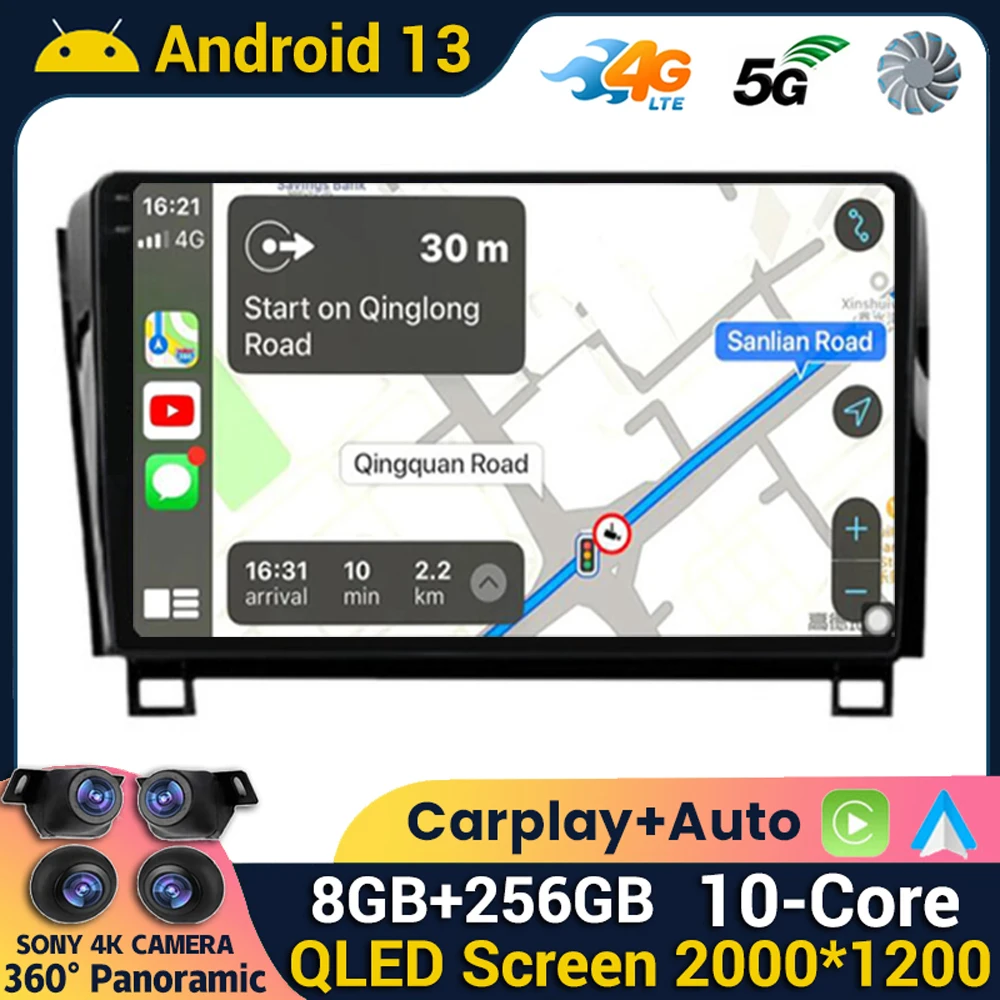 

Android 13 360 Camera Car Radio For Toyota Tundra XK50 2007-2013 Sequoia XK60 2008-2017 Multimedia Player Stereo GPS Carplay BT