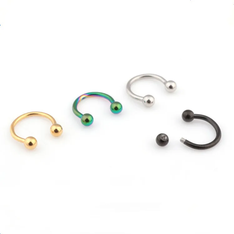 Fashion Punk BCR Universa Horse Shoe Earring Color Gold Black Titanium Steel Ball Ends Eyes Nose Earrings Ear Piercing Jewelry