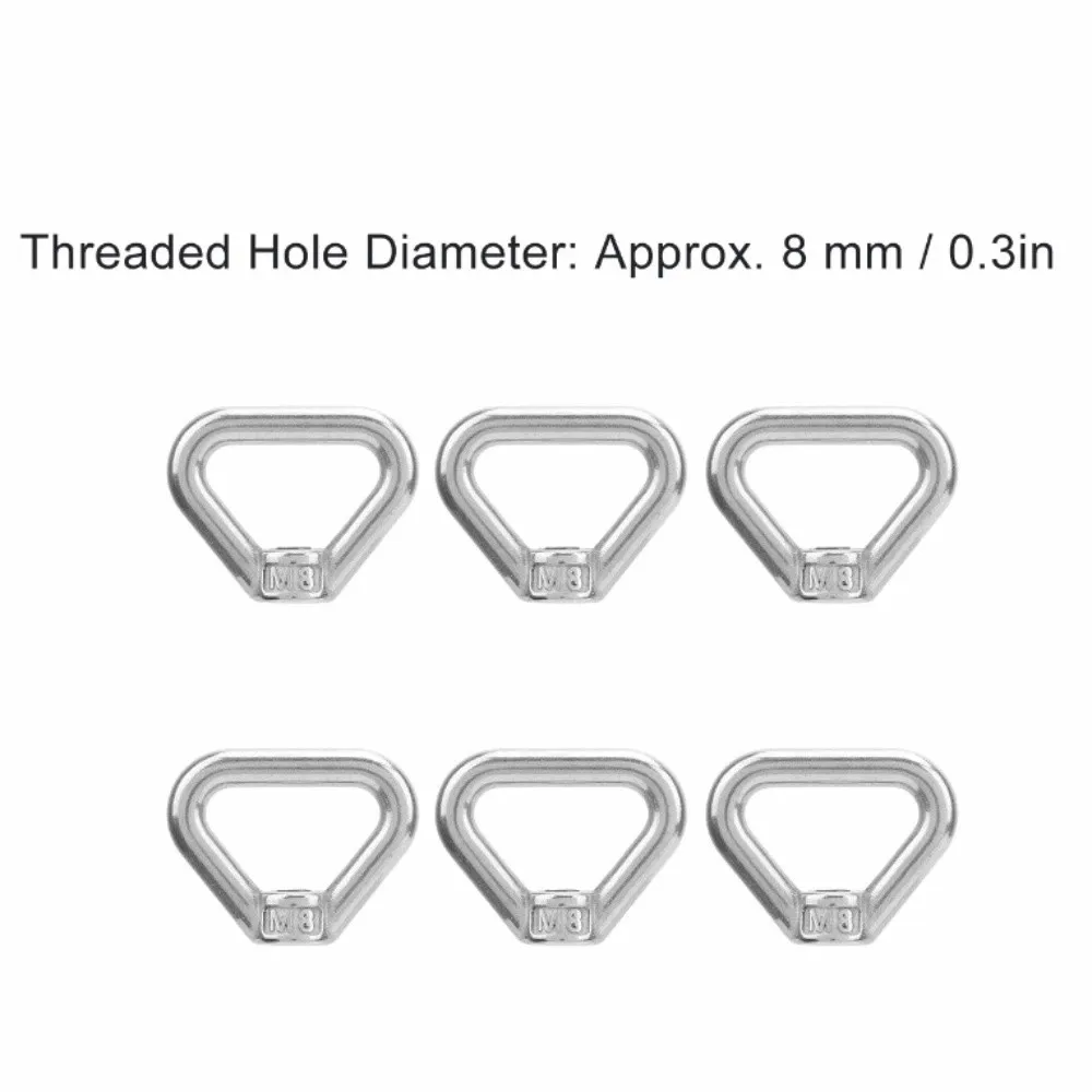 

6 pcs M8 Thread Lifting Eye Nut 304 Stainless Steel Triangle Shape Triangle Ring Nut Silver Female Thread Threaded Fastener