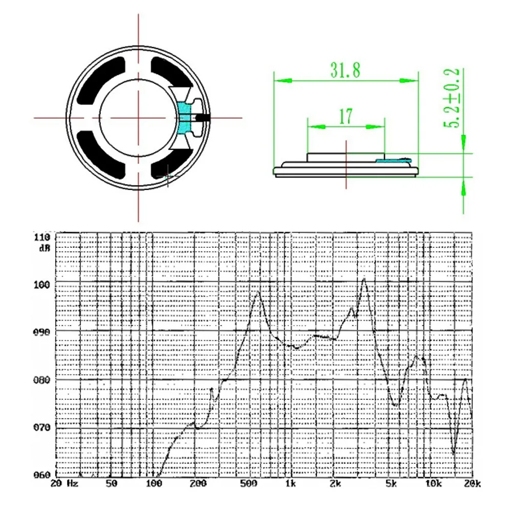 5 peças 0.5w 8r chifre alto-falante diâmetro 32mm amplificador de som 0.5 watts 8ohm espessura 5mm alto-falante para caixa de música/walkie-talkie