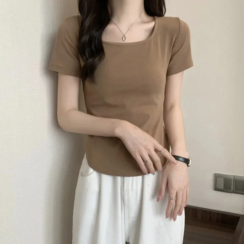 Slimming Long Sleeve T-Shirt For Women Spring Autumn/Winter Inner Cropped Base Layer Top Polyester Fiber Regular Sleeve Length image 2