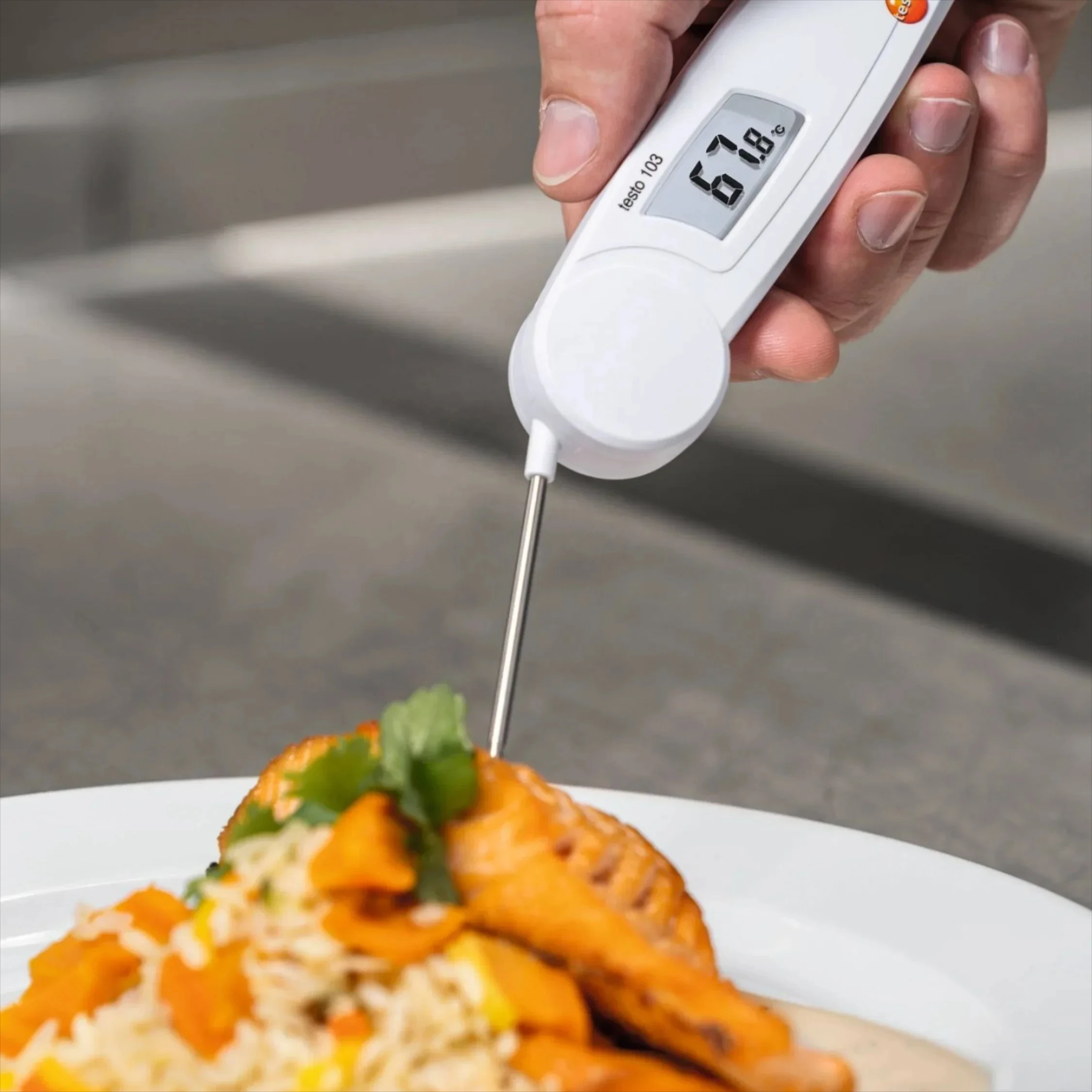 ميزان حرارة الطعام الرقمي الأصلي Testo 103 القابل للطي رقم الطلب. 0560 0103، الاختراق المتوافق مع HACCP
