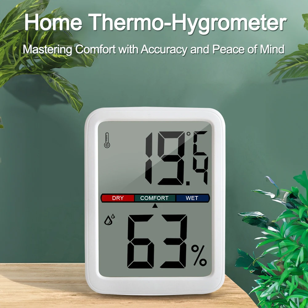 6046B Home LCD Digital Electronic Clock Temperature and Humidity Meter Large Screen High Precision Thermometer Hygrometer