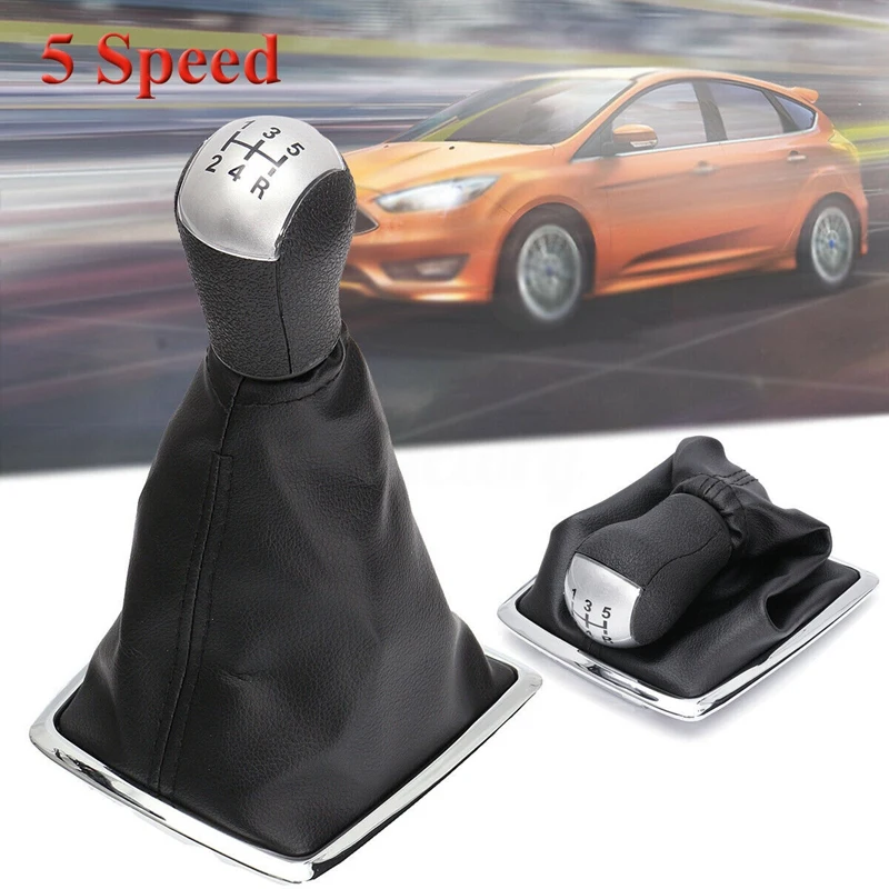 5 Speed Gear Stick Shift Knob Gaiter Boot Cover Leather Boot Kits For Ford Focus MK2 II 2005-2008