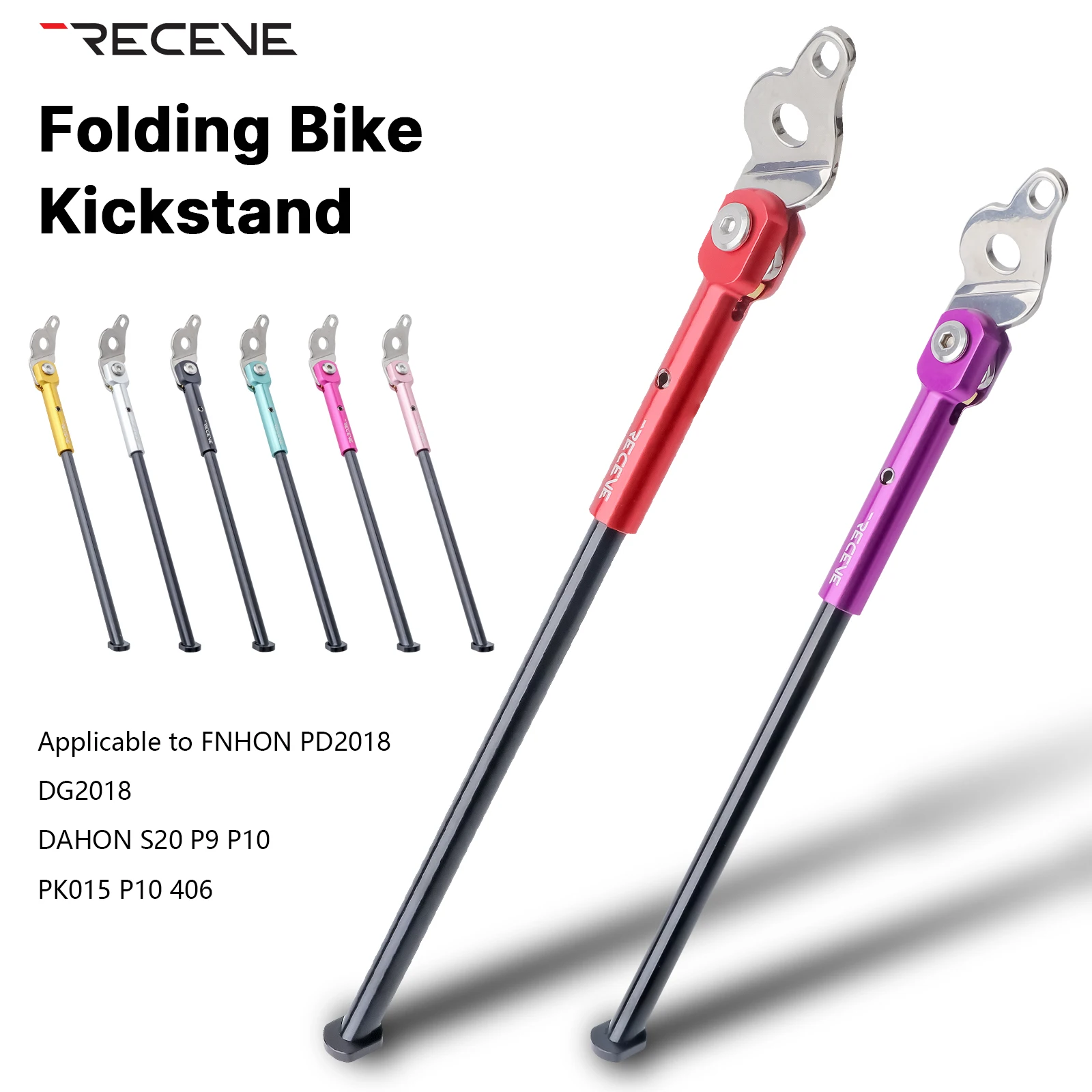 

RECEVE Folding Bicycle Kickstand 406 Aluminum Alloy Foot Support Bike Kickstand Parking Stand Footrest for DaHon S20 P9 FNHON