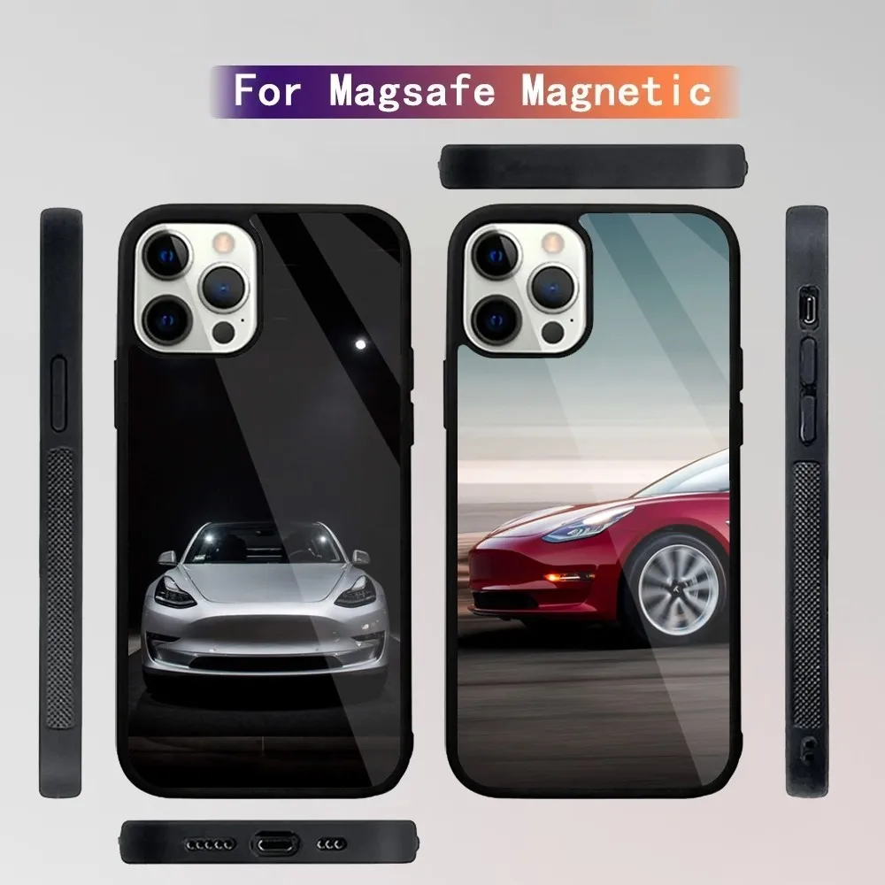 New energy electric T-Teslaes-S Car  Phone Case For iPhone 15,14,13,12,11,Plus,Pro,Max Mini Magsafe Magnetic Wireless Charging