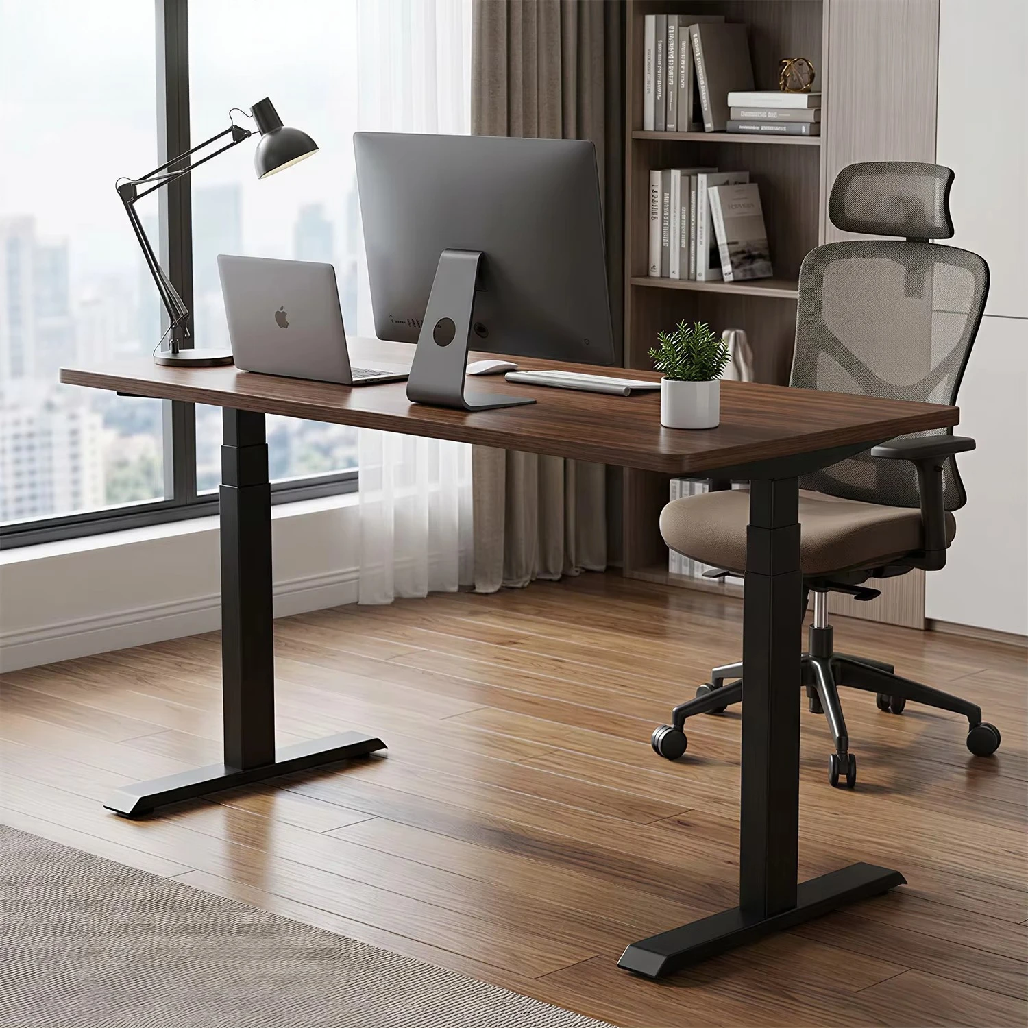 Electric Desk Frame, Dual Motor, 3 Stage Height Adjustable, Standing Table Base, Remote Memory, 120KG Workstation