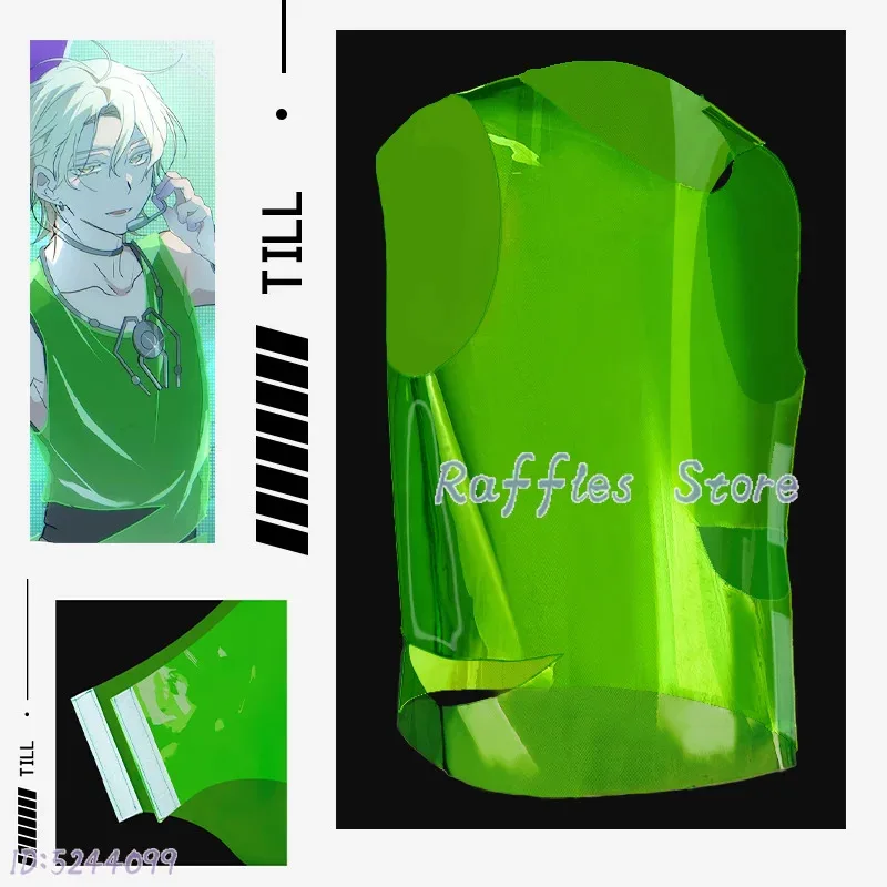 Hasta Cosplay Alien Stage R7 Blink Gone chaleco verde traje peluca brazalete Prop collar decoración Unisex actuación fiesta