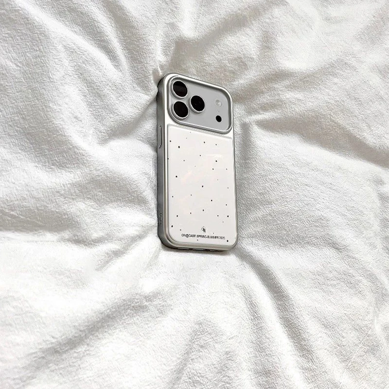 INS Simple Ink Splatter Dots Electroplating Y2k Phone Case For iPhone 17 Promax Air 16 E 15 14 13 12 11Pro Max Plus Matte Cover