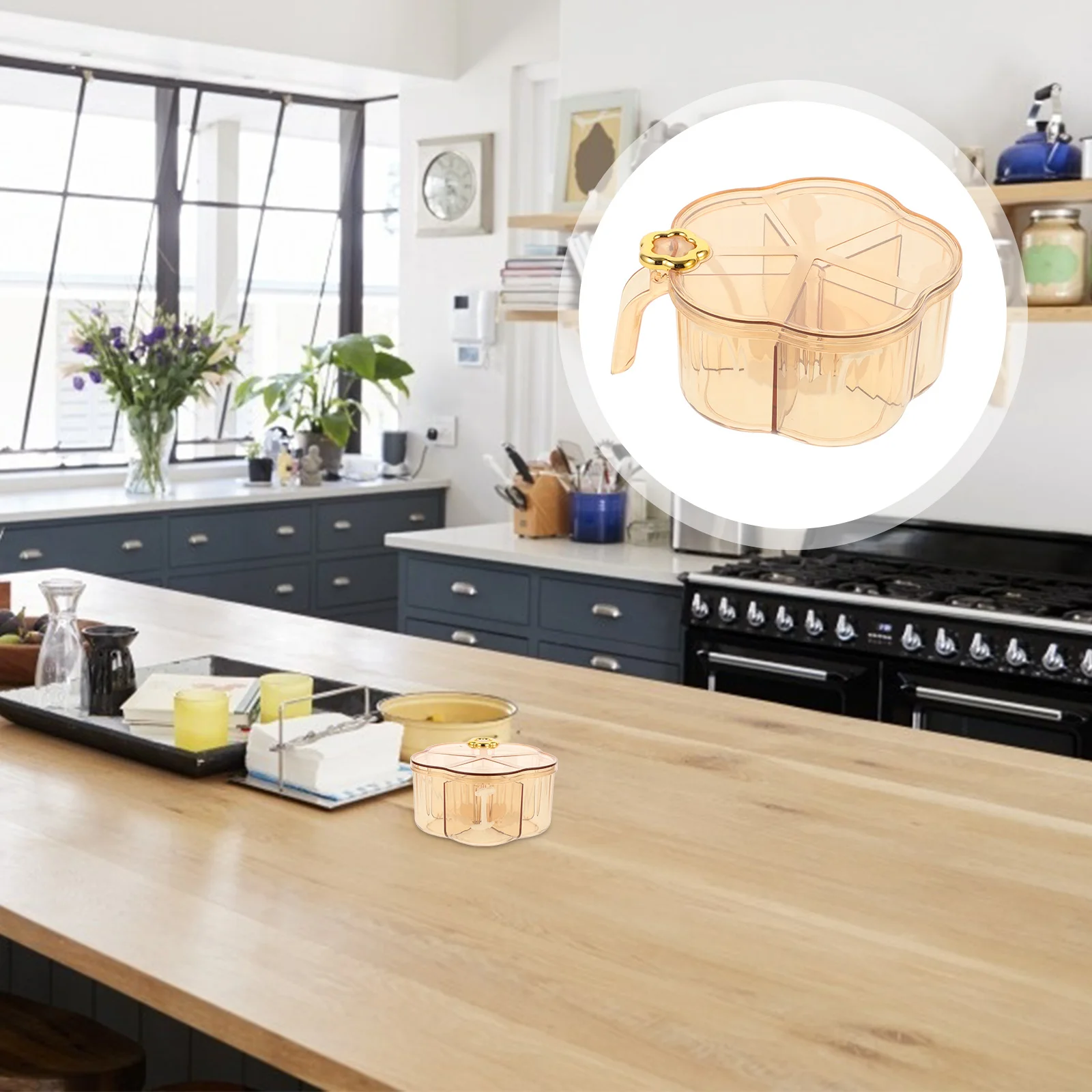 

Five-Compartment Seasoning Box Set Moistureproof Lid Kitchen Spice Container Masala Box Condiment Organizer Storage Jar