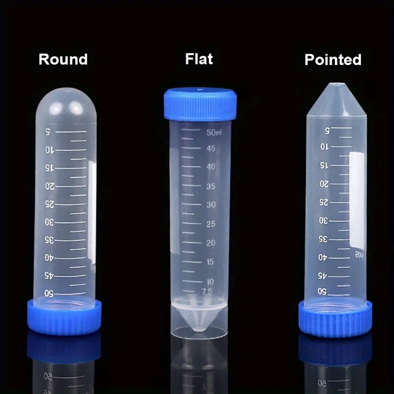 50ml Centrifuge Tube Screw Cap Flat/Round/Pointed Bottom Centrifugal Tube Laboratory Vial Sample Container Lab Supplies