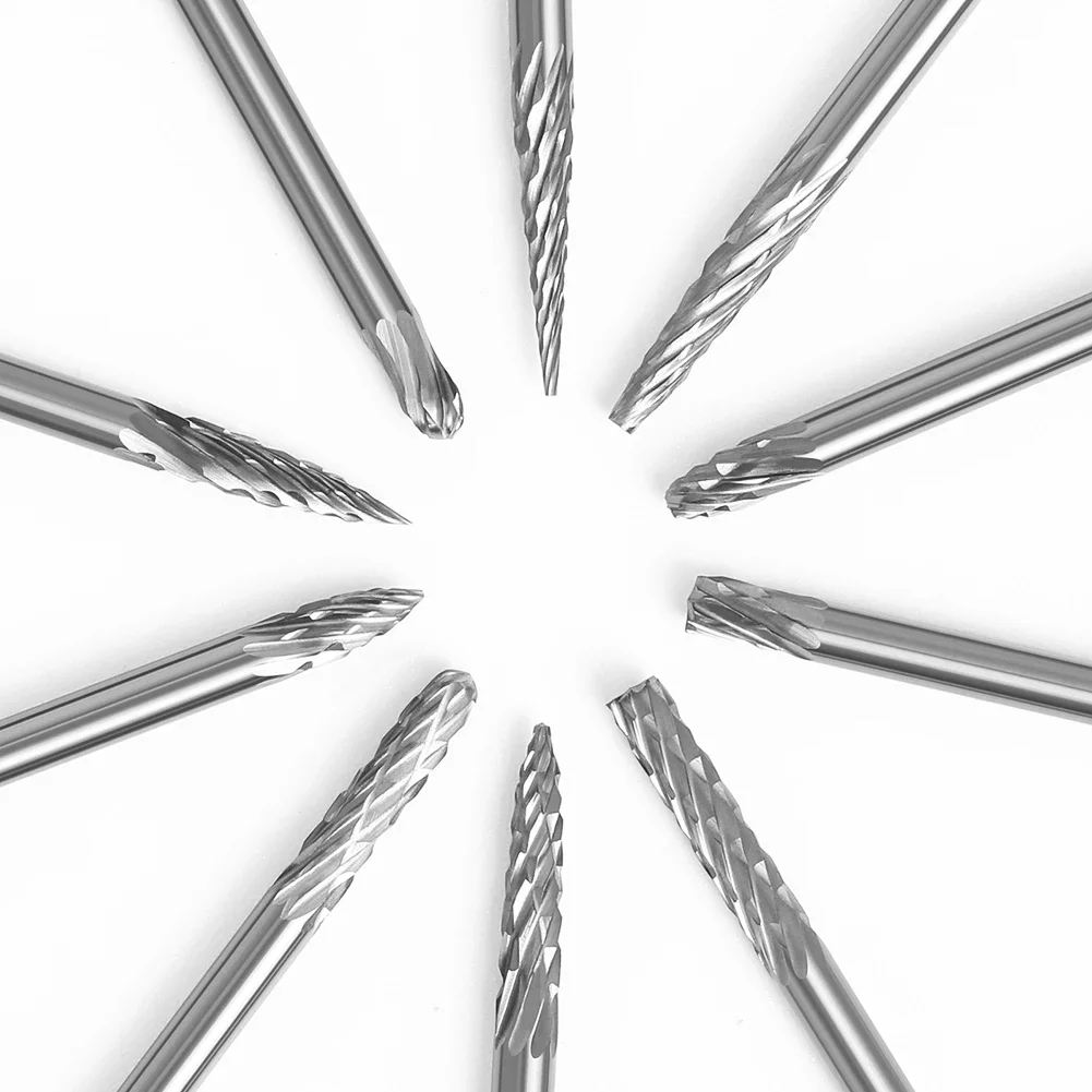 Imagem -05 - Binoax Tungsten Carbide Burr Grupo Rotary Arquivos Burrs Die Grinder Drill 0118 mm Shank 10 Pcs