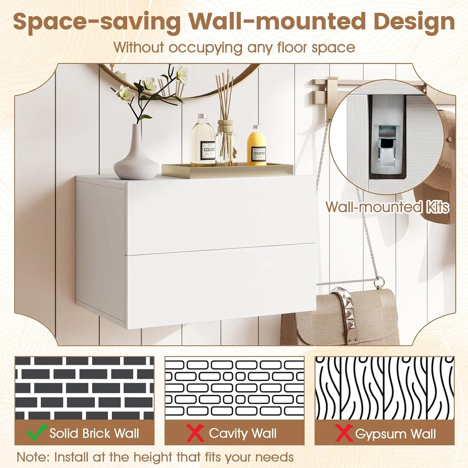 Floating Nightstand Set of 2, Wall Mounted Night Stand with Drawers