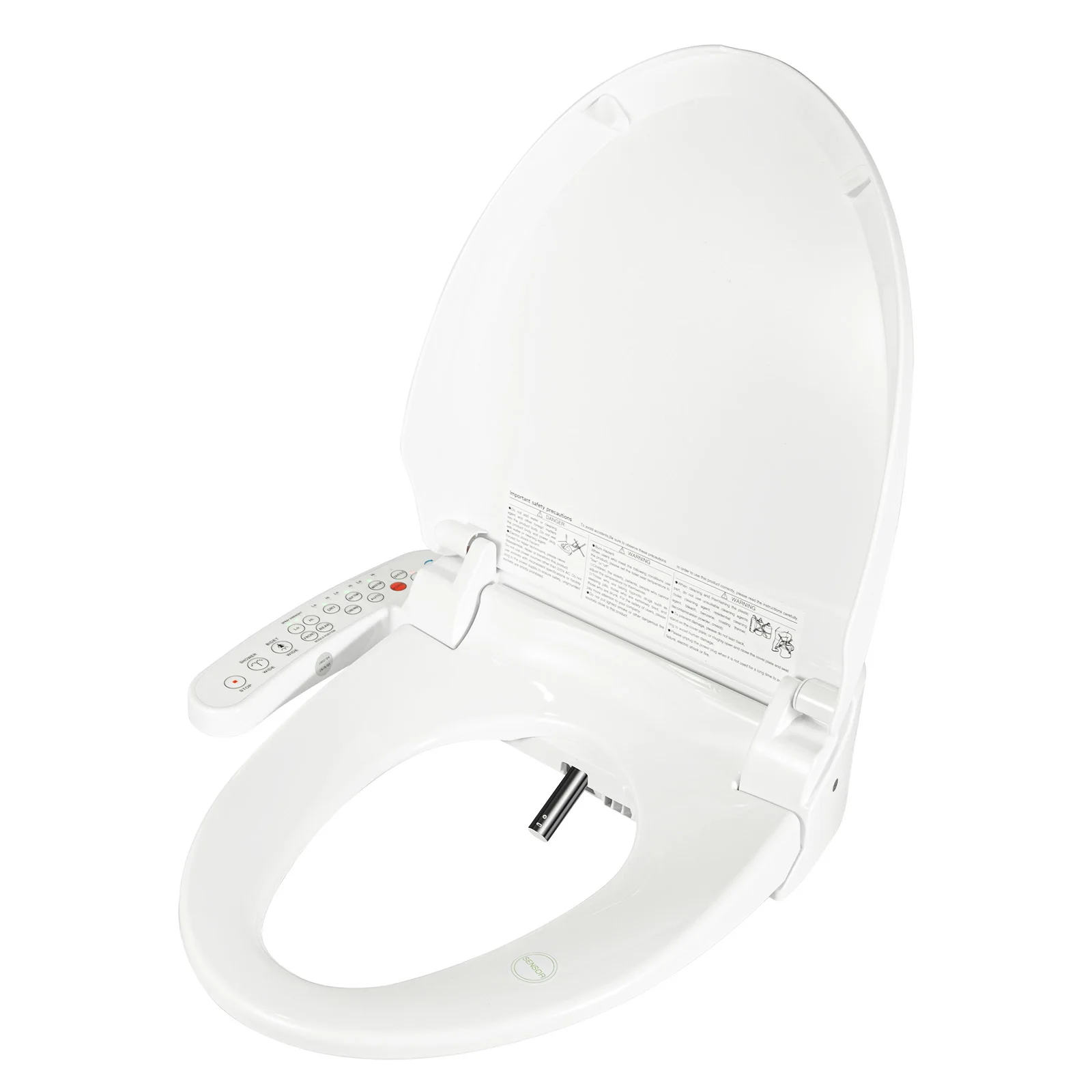 Elektrische bidet-toiletbril 220V met regelbare temperatuur, waterdruk, warmeluchtdroger, zelfreinigende spuitmond voor de meeste toiletten
