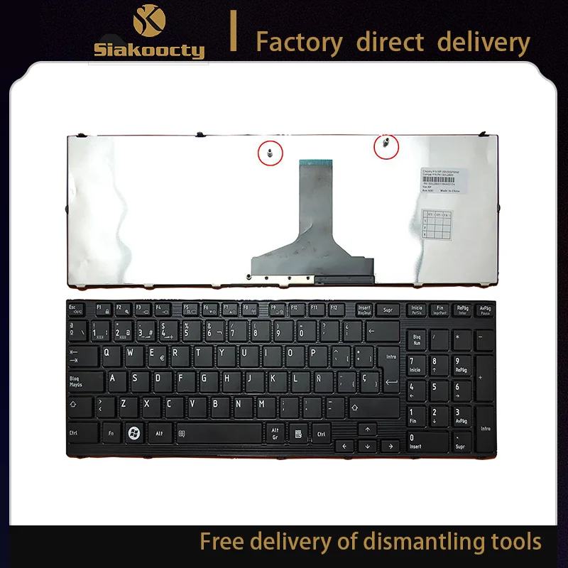 

Laptop keyboard for Toshiba Satellite P750 P750D P755 P755D P770 Original SP Spanish layout with black frame