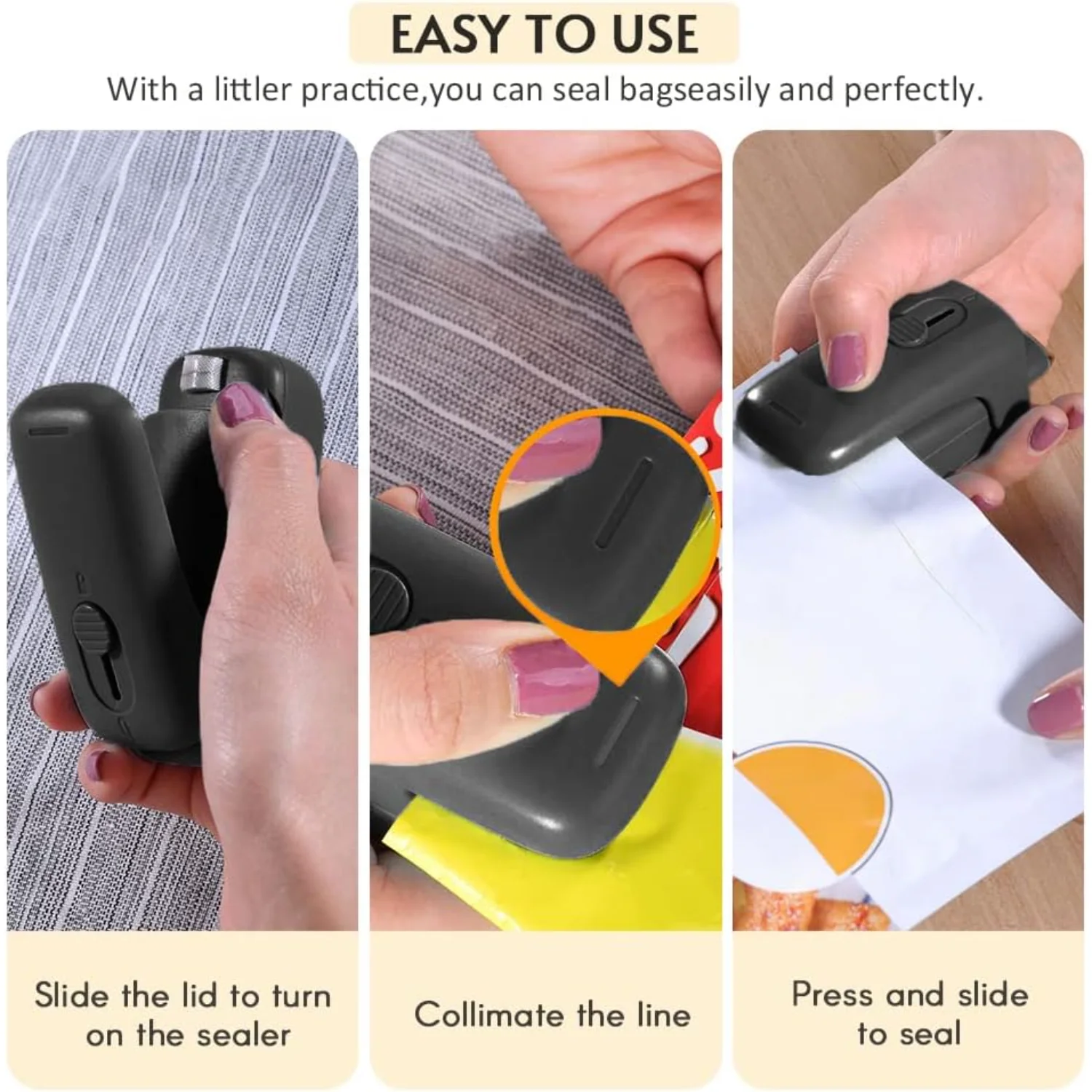 

Mini Bag Sealer, Heat Vacuum Sealer, 2 in 1 Heat Sealer and with Lanyard, for Snack Plastic Fresh Bags Cookies - Battery Not I