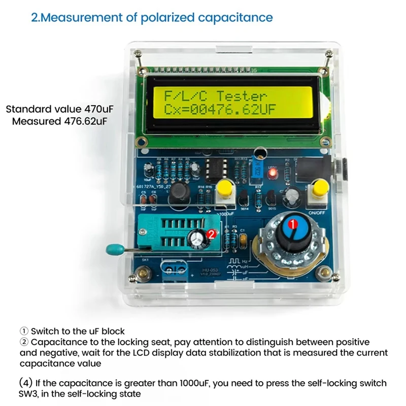 Capacità Induttanza Frequenza Misurazione Display Kit elettronico fai-da-te PCB Progetto di saldatura fai-da-te Pratica saldatura