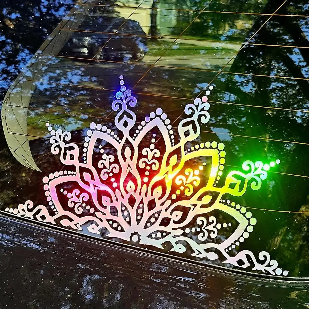 Holographic Half Mandala Car Sticker Decal Windshield Decorative Craft Vinyl Waterproof Decoration Accessories view 5