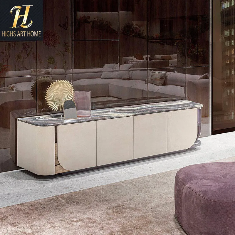 Włoska szafka boczna do jadalni z litego drewna, luksusowa willa, kreatywna szafka boczna z wyższej półki.